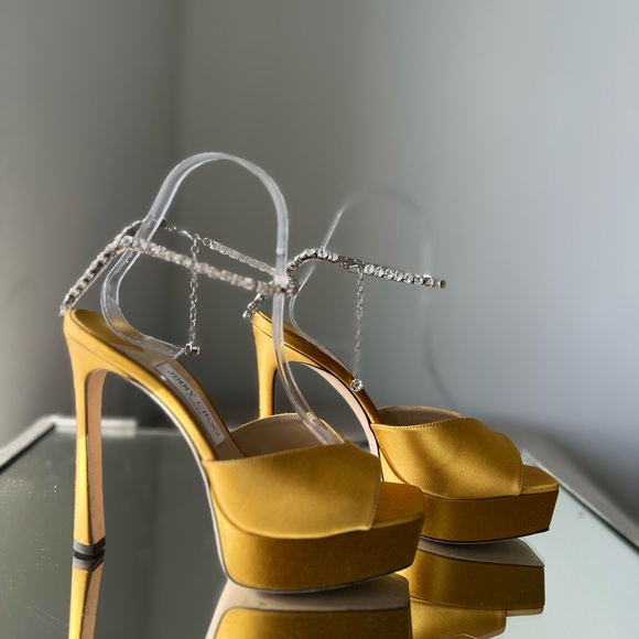 Like new Jimmy Choo Saeda 125mm crystal-embellished sandals $1,295 38 - Picture 7 of 16